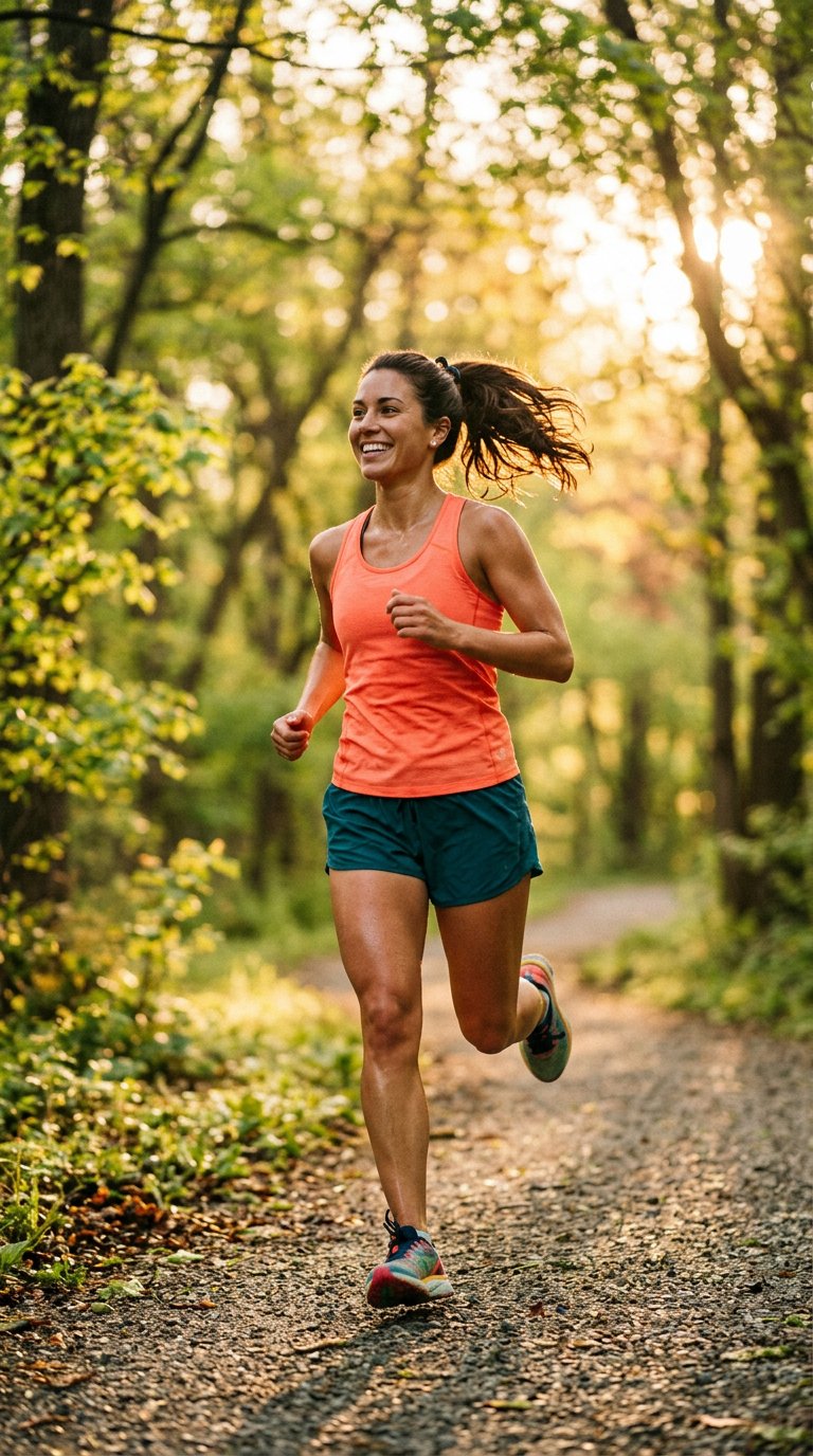 An athletic person exercising outdoors at sunrise